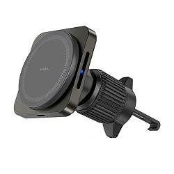 Автомобильный держатель магнитный WIWU Magneto Wireless Charger с беспроводной зарядкой (зажим) чёрный