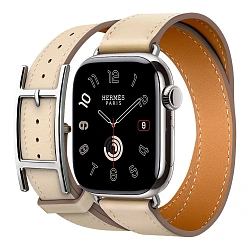 Умные часы Apple Watch Hermes Series 11 42mm GPS + Cellular Silver Titanium Case Craie Double Tour Hapi Strap