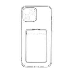 Клип-кейс (накладка) с визитницей для Apple iPhone 15 Plus силикон, прозрачный