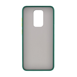 Клип-кейс (накладка) Shell для Xiaomi Redmi Note 9 пластик, затемнённый с тёмно-зелёной рамкой