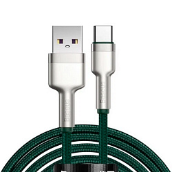 Дата-кабель Baseus Cafule Series Metal 66W Type-C 1 м, зелёный