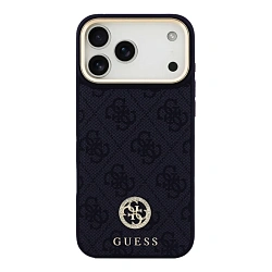 Клип-кейс (накладка) CG Mobile Guess PU 4G Diamond Metal Logo MagSafe для Apple iPhone 17 Pro Max искусственная кожа, синий