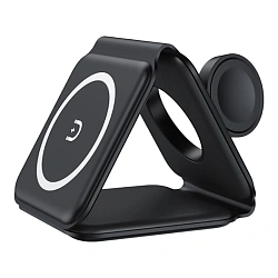 Беспроводное зарядное устройство WIWU Magnetic Wireless Charger 3in1 25 Вт чёрный