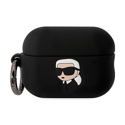 Кобура CG Mobile Lagerfeld Silicone Case With Ring для Apple AirPods Pro 2 силикон, "NFT 3D Karl" чёрный