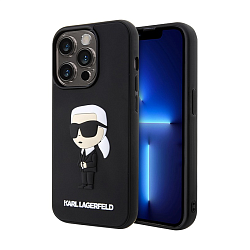 Клип-кейс (накладка) CG Mobile Lagerfeld Karl 3D Rubber для Apple iPhone 15 Pro пластик, силикон, "NFT Karl Ikonik" чёрный