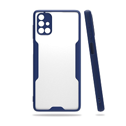 Клип-кейс (накладка) Bubble для Samsung Galaxy A51 пластик, прозрачный с тёмно-синей рамкой
