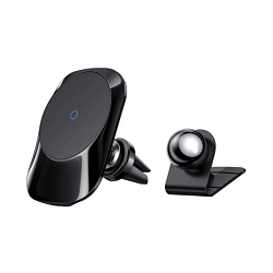 Автомобильный держатель магнитный Mcdodo Magnetic Wireless Charging Car Mount CH-707 с беспроводной зарядкой (клеящаяся платформа, зажим) чёрный