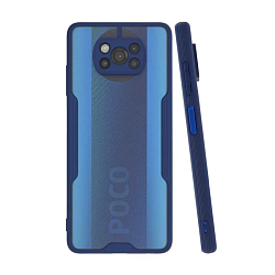 Клип-кейс (накладка) Bubble для Xiaomi Poco X3 NFC / Poco X3 Pro пластик, прозрачный с тёмно-синей рамкой