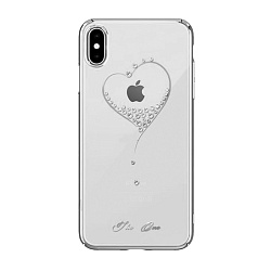 Клип-кейс (накладка) Kingxbar для Apple iPhone X / Xs силикон, прозрачный со стразами серебристая рамка