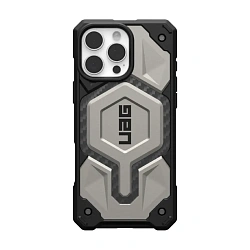 Клип-кейс (накладка) UAG Monarch Pro Magsafe для Apple iPhone 16 Pro полиуретан, поликарбонат, карбон, серебристый