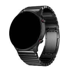 Блочный браслет ZN15 для Samsung Watch 22mm титан чёрный (закругленные звенья)