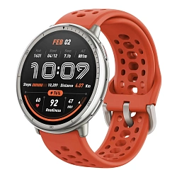 Умные часы Xiaomi Amazfit Active 2 (Round) Standard Edition серебристый (красный ремешок)