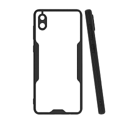 Клип-кейс (накладка) Bubble для Samsung Galaxy A02 пластик, прозрачный с чёрной рамкой