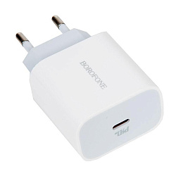 Сетевое зарядное устройство + кабель Type-C - Lightning Borofone BA38A Plus 20 Вт, белый
