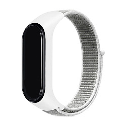 Спортивный ремешок для Mi Band 5 / 6 / 7 нейлон белый