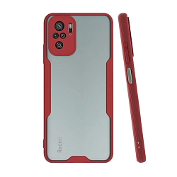 Клип-кейс (накладка) Bubble для Xiaomi Redmi Note 10 / 10s / Poco M5s пластик, прозрачный с красной рамкой