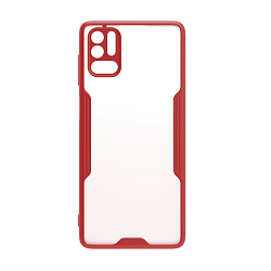 Клип-кейс (накладка) Bubble для Xiaomi Redmi Note 10T / Note 10 5G / Poco M3 Pro пластик, прозрачный с красной рамкой