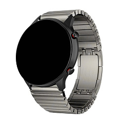 Блочный браслет ZN15 для Samsung Watch 22mm титан серебристый (закругленные звенья)