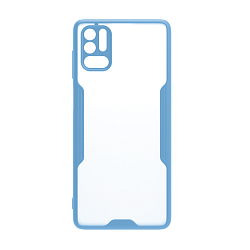 Клип-кейс (накладка) Bubble для Xiaomi Redmi Note 10T / Note 10 5G / Poco M3 Pro пластик, прозрачный с голубой рамкой