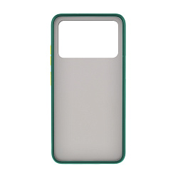 Клип-кейс (накладка) Shell для Xiaomi Poco X4 Pro пластик, затемнённый с тёмно-зелёной рамкой