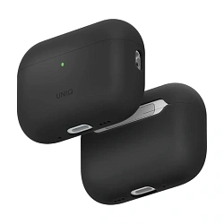 Кобура UNIQ Lino для Apple AirPods Pro 3 поликарбонат, силикон, чёрно-серый