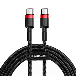 Дата-кабель Baseus Cafule PD2.0 Type-C to Type-C 1 м, чёрный с красным