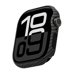 Чехол-бампер Pitaka AirCase для Apple Watch Series 10 / 11 42mm  кевлар (арамид), чёрно-серый (полоска)