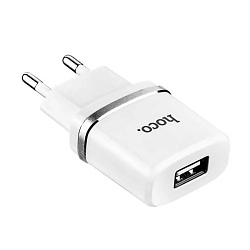 Сетевое зарядное устройство + кабель Lightning Hoco C11 5 Вт, белый