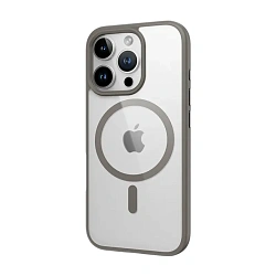Клип-кейс (накладка) Rock Guard Touch Magnetic для Apple iPhone 16 Pro полиуретан, поликарбонат, прозрачный с серой рамкой