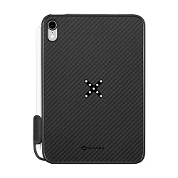 Клип-кейс (накладка) Pitaka MagEZ Case Pro для Apple iPad Mini 8.3" (2021 / 2024) кевлар (арамид), чёрно-серый (полоска)