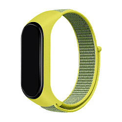 Спортивный ремешок для Mi Band 5 / 6 / 7 нейлон жёлтый