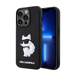Клип-кейс (накладка) CG Mobile Lagerfeld Karl 3D Rubber для Apple iPhone 15 Pro пластик, силикон, "NFT Choupette" чёрный
