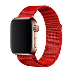 Миланский сетчатый браслет для Apple Watch 44 / 45 / 46 / 49mm сталь красный