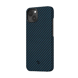 Клип-кейс (накладка) Pitaka MagEZ Case 2 для Apple iPhone 13 кевлар (арамид), чёрно-синий (полоска)