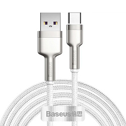 Дата-кабель Baseus Cafule Series Metal 66W Type-C 2 м, белый