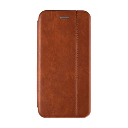 Чехол-книжка Premium для Xiaomi Redmi 8a искусственная кожа, коричневый со строчкой