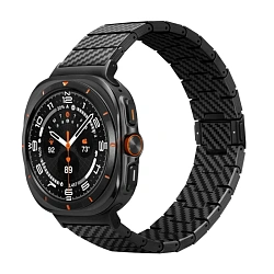 Браслет Pitaka Carbon Fiber для Samsung Galaxy Watch Ultra карбон чёрно-серый (полоска)