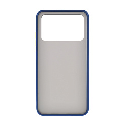 Клип-кейс (накладка) Shell для Xiaomi Poco X4 Pro пластик, затемнённый с синей рамкой