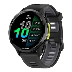 Умные часы Garmin Forerunner 970 "чёрный карбон" (чёрно-серый ремешок)