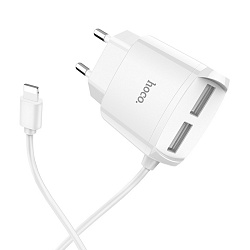 Сетевое зарядное устройство + кабель Lightning Hoco C59A 10 Вт, белый