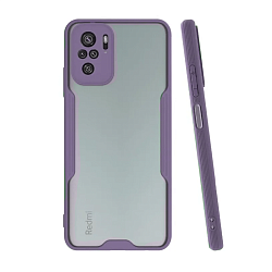 Клип-кейс (накладка) Bubble для Xiaomi Redmi Note 10 / 10s / Poco M5s пластик, прозрачный с лавандовой рамкой