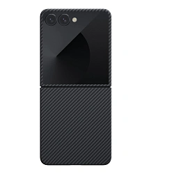 Клип-кейс (накладка) Pitaka Ultra-Slim Case для Samsung Galaxy Z Flip 7 кевлар (арамид), чёрно-серый (узкая полоска) (FBFLIP7)