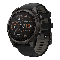 Умные часы Garmin Fenix 8 47mm Solar серый (черный ремешок)