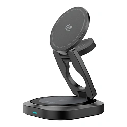 Беспроводное зарядное устройство Deppa Magsafe Qi2.2 Fold Power 3 in 1 25 Вт серый