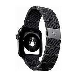 Браслет Pitaka Retro Fiber для Apple Watch 38 / 40 / 41 / 42 / 44 / 45 / 46 / 49mm карбон чёрно-серый (полоска) (AWB1004)
