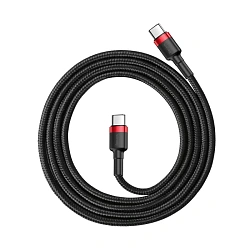 Дата-кабель Baseus Cafule PD2.0 Type-C to Type-C 2 м, чёрный с красным