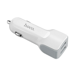 Автомобильное зарядное устройство + кабель Lightning Hoco Z23 12 Вт, белый