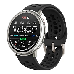 Умные часы Xiaomi Amazfit Active 2 (Round) Standard Edition серебристый (чёрный ремешок)