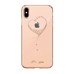 Клип-кейс (накладка) Kingxbar для Apple iPhone X / Xs силикон, прозрачный со стразами золотая рамка