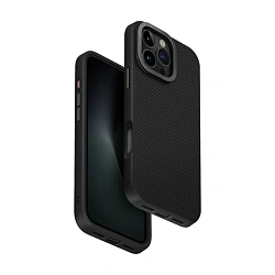 Клип-кейс (накладка) UNIQ Keva Max MagSafe для Apple iPhone 16 Pro Max полиуретан, кевлар (армид), алюминий, чёрный